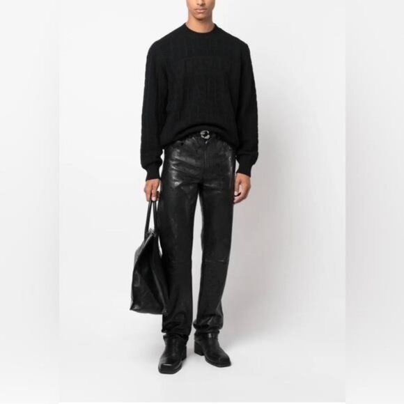 New Authentic Versace Crocodile Jacquard Wool Crew – Black size 50 - Picture 13 of 15